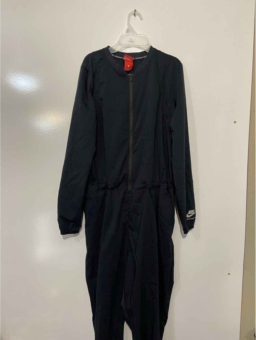 Womens NIKE INTERNATIONAL Black Romper Jumpsuit Coveralls Sz M